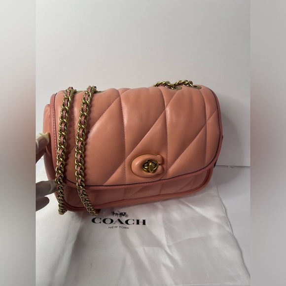 Coach Pillow Madison Shoulder Bag With Quilting C8560 Nappa Leather In Coral EUC - Picture 2 of 16